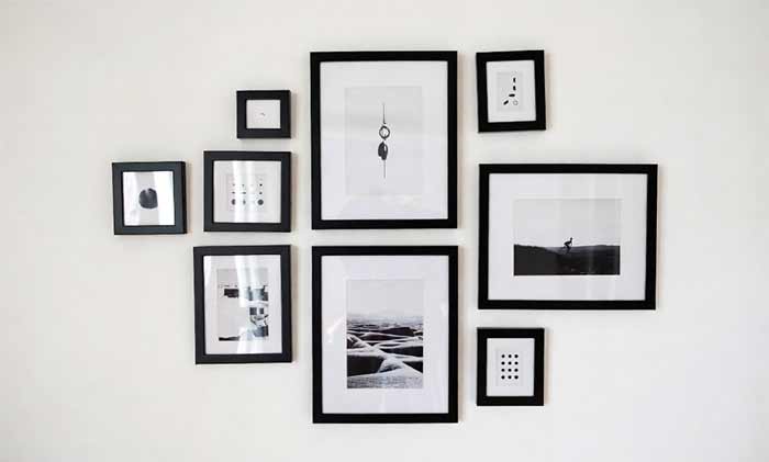 گالری وال مینیمال با قاب‌های مشکی مات