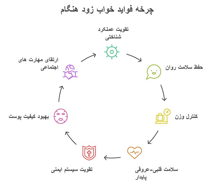 خوابیدن نوجوانان اینفوگرافیک چرخه فواید خواب زود هنگام