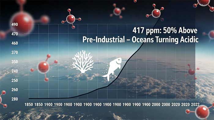 آمار کلیدی ۲: افزایش CO2 اتمسفری ۵۰% بالاتر از سطوح پیش‌صنعتی
