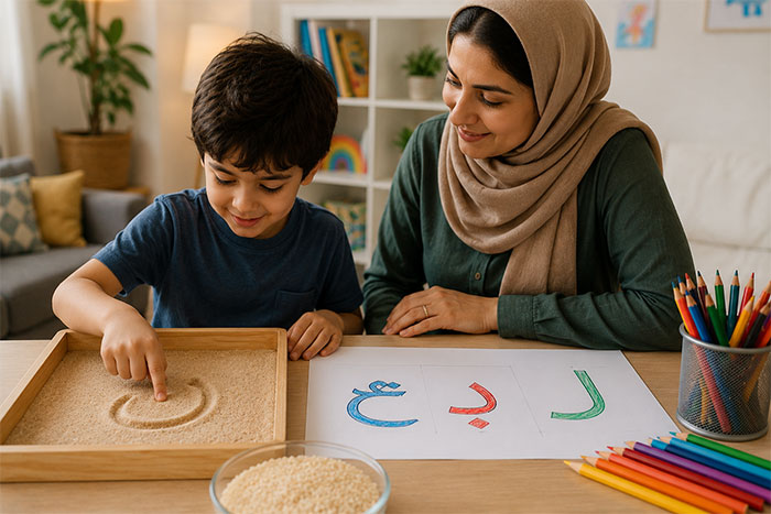 تمرین نوشتن حروف با روش چندحسی